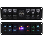 12-24V 6 Gang Waterproof Rocker Switch Panel Circuit Breaker LED Voltmeter For Car-6 Gang Rocker Switch