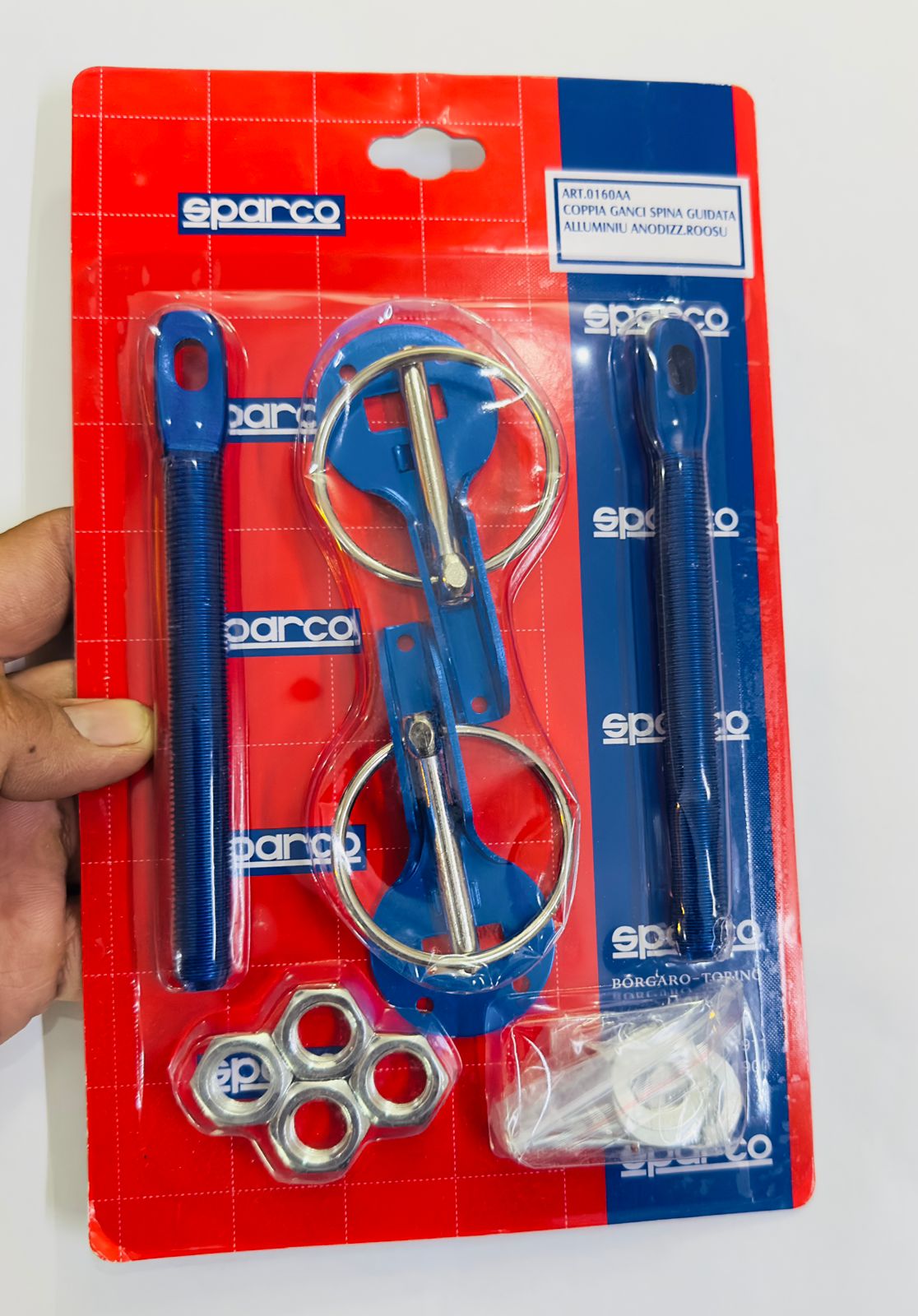 BLUE Sparco Bonnet Hood Pin Lock Car Mount Security Latch Kit Racing For Car