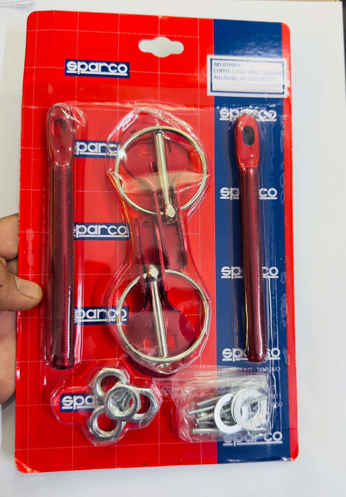 RED Sparco Bonnet Hood Pin Lock Car Mount Security Latch Kit Racing Suitable For Car