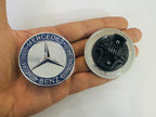 Chrome-BLUE Mercedes Benz Star Emblem Front Hood Ornament Badge 3D Logo.