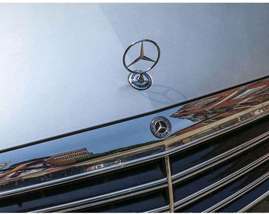 Silver-Blue Mercedes Star Emblem Benz Zinc Alloy Front Hood Ornament Badge Logo Vehicle Tool Kit