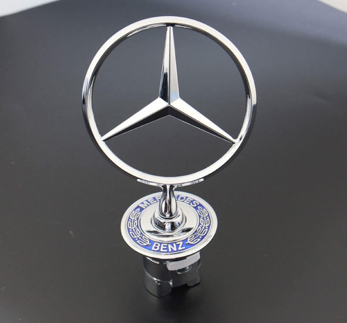 Silver-Blue Mercedes Star Emblem Benz Zinc Alloy Front Hood Ornament Badge Logo Vehicle Tool Kit