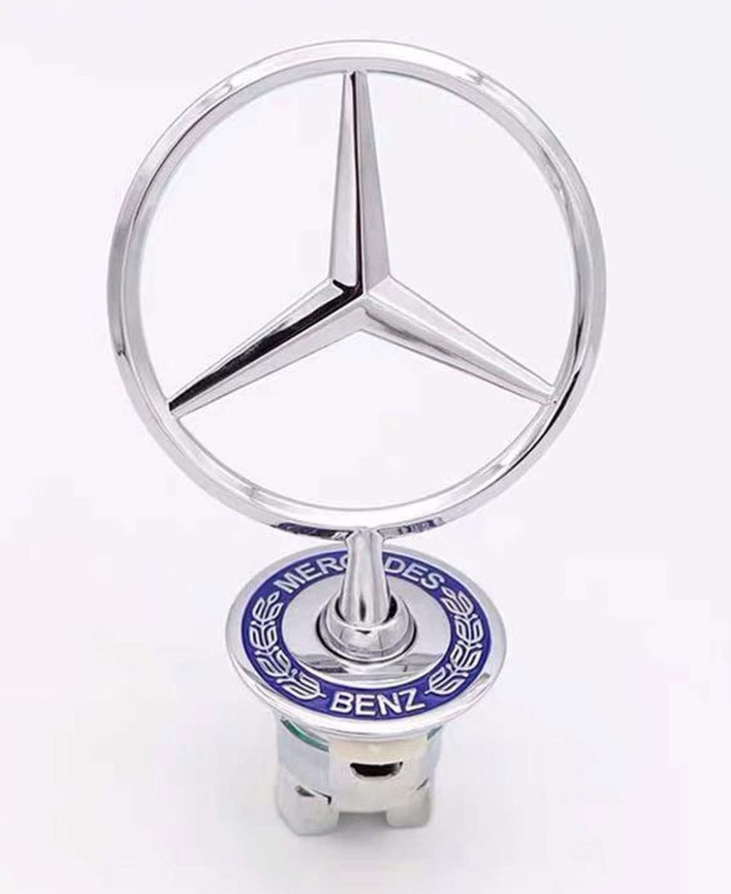 Silver-Blue Mercedes Star Emblem Benz Zinc Alloy Front Hood Ornament Badge Logo Vehicle Tool Kit