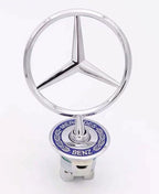 Silver-Blue Mercedes Star Emblem Benz Zinc Alloy Front Hood Ornament Badge Logo Vehicle Tool Kit