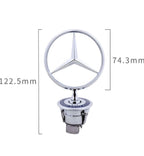 Silver-Blue Mercedes Star Emblem Benz Zinc Alloy Front Hood Ornament Badge Logo Vehicle Tool Kit