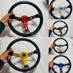 SPARCO, 14INCH DEEP STEERING Style Universal Steering Wheel for Sports Car Look Rally Race Off Road WID BOOS KIT HUB Free-1 Piece Sparco Steering