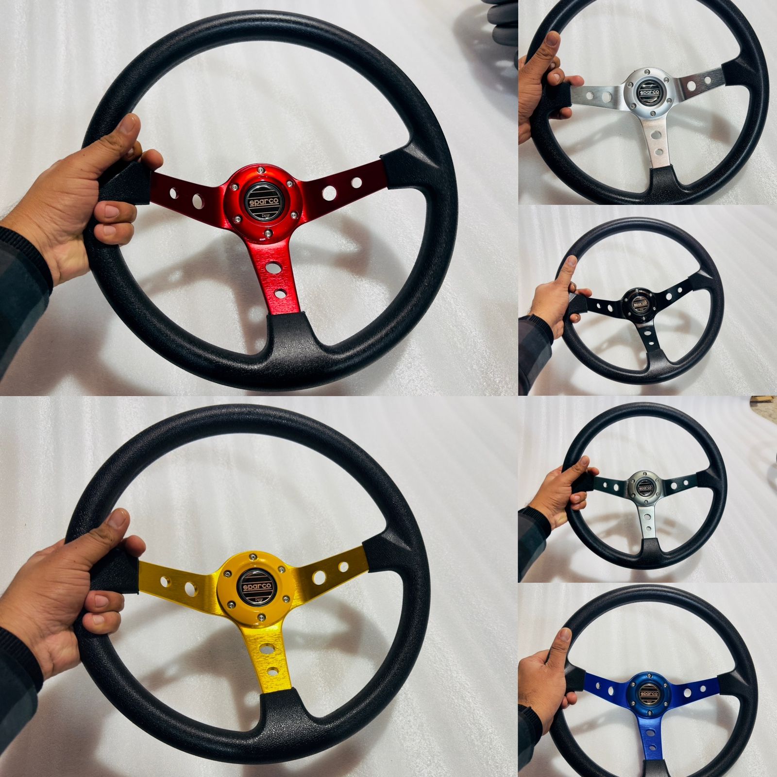 SPARCO, 14INCH DEEP STEERING Style Universal Steering Wheel for Sports Car Look Rally Race Off Road WID BOOS KIT HUB Free-1 Piece Sparco Steering