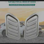 Bonnet Hood Scoop Decorative Air Flow Intake Vent Cover Universal Car Decorative Vent Cover Stickers For Decoration Big Scoop (2PC SILVER BONNET SCOOP)
