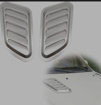 Bonnet Hood Scoop Decorative Air Flow Intake Vent Cover Universal Car Decorative Vent Cover Stickers For Decoration Big Scoop (2PC SILVER BONNET SCOOP)