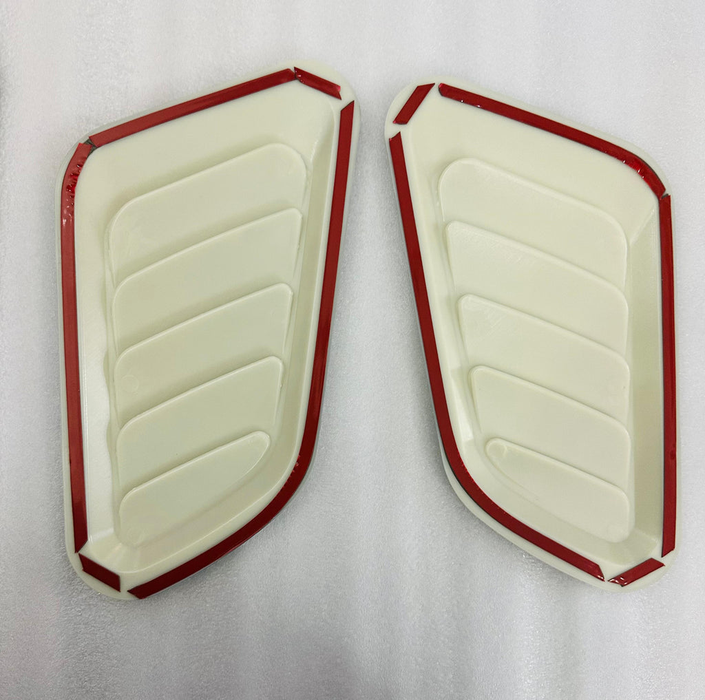 Bonnet Hood Scoop Decorative Air Flow Intake Vent Cover Universal Car Decorative Vent Cover Stickers For Decoration Big Scoop (2PC SILVER BONNET SCOOP)