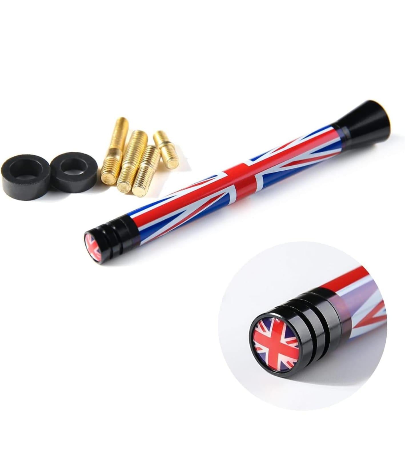 UK Flag Antenna Short Roof Top Real Compatible with All Mini Cooper Models Car Antenna Aluminium Signal Antenna Aerial Roof Antenna Unique Design