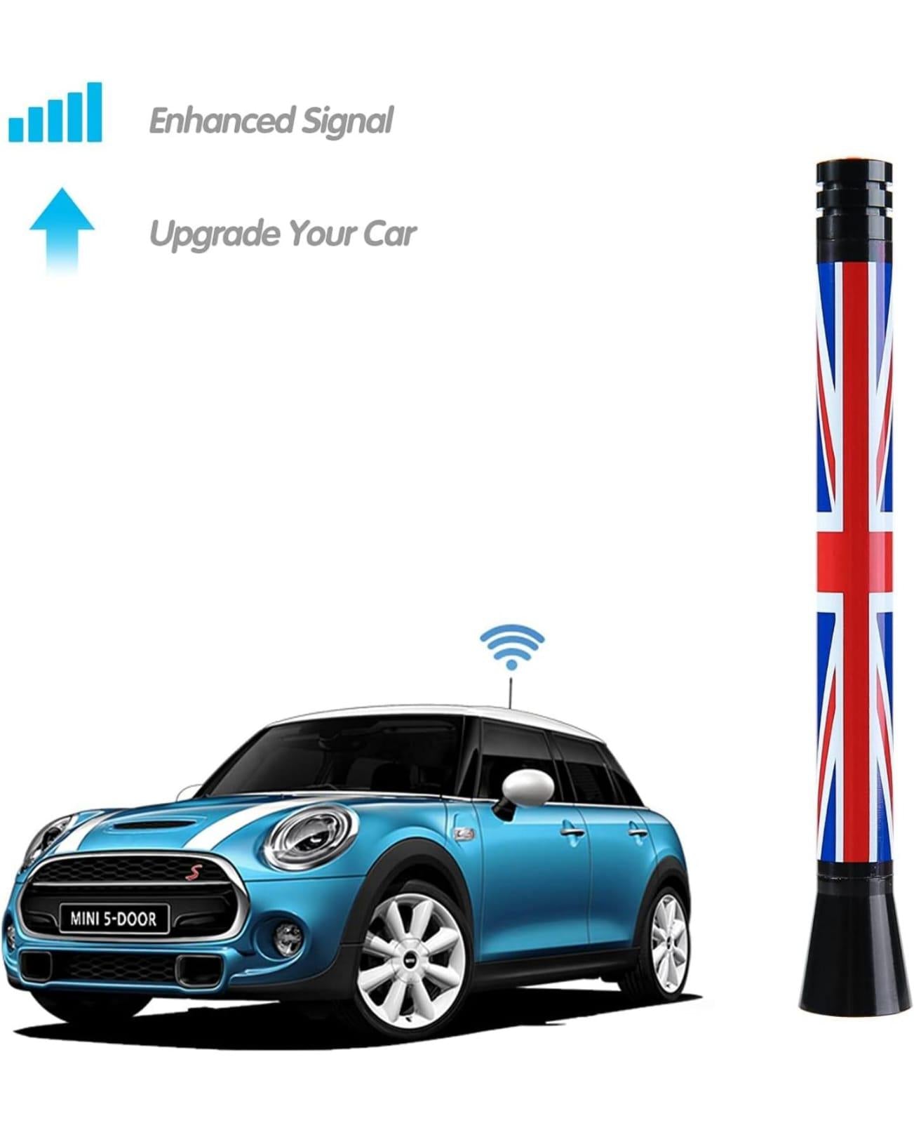 UK Flag Antenna Short Roof Top Real Compatible with All Mini Cooper Models Car Antenna Aluminium Signal Antenna Aerial Roof Antenna Unique Design