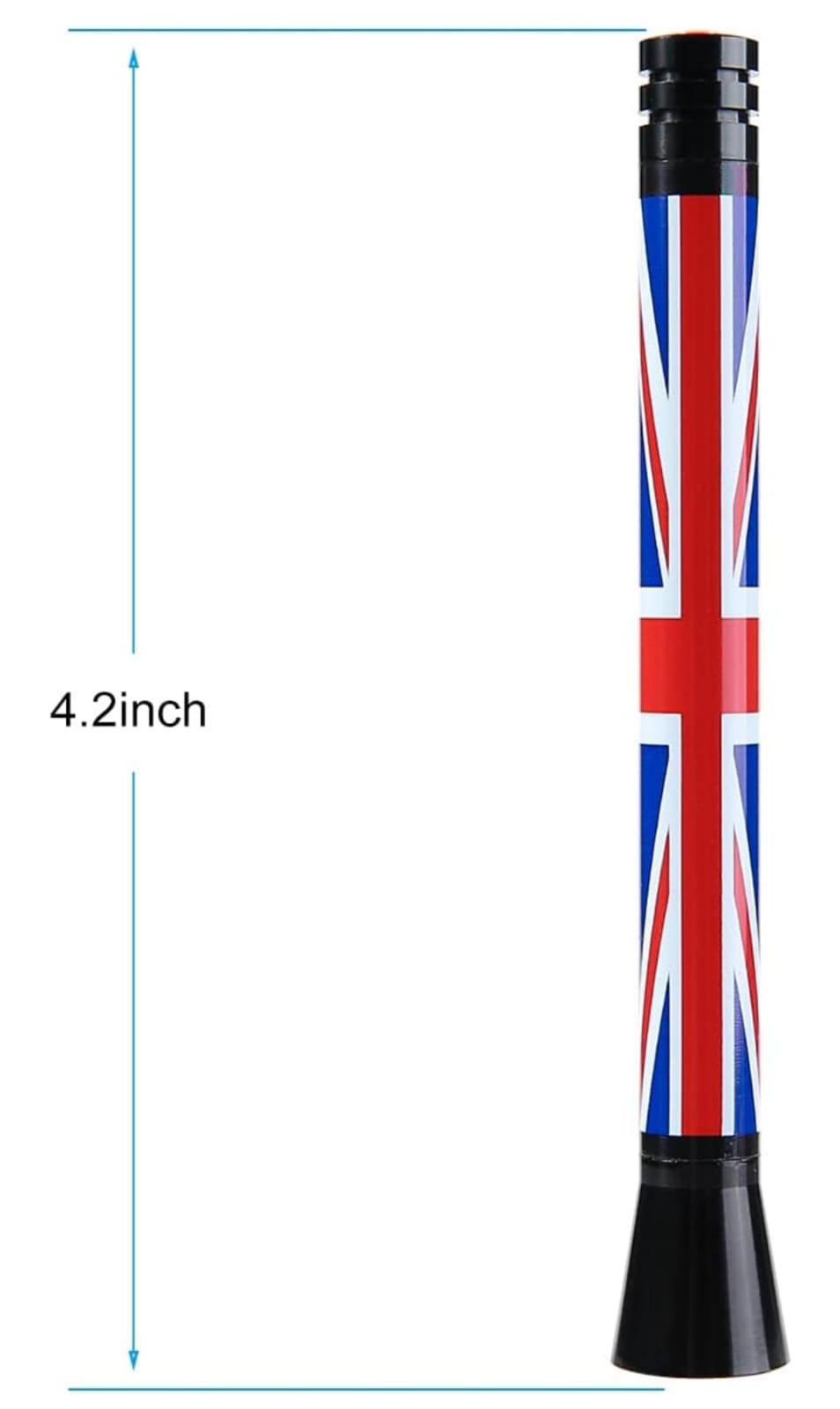 UK Flag Antenna Short Roof Top Real Compatible with All Mini Cooper Models Car Antenna Aluminium Signal Antenna Aerial Roof Antenna Unique Design
