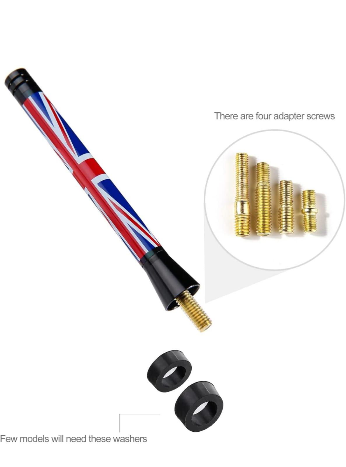 UK Flag Antenna Short Roof Top Real Compatible with All Mini Cooper Models Car Antenna Aluminium Signal Antenna Aerial Roof Antenna Unique Design