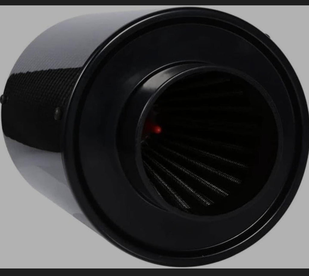 Black Cold Air Intake Kit, Sports Air Filter Car Air Filter Carbon Fibre Cold Air Filter Feed Enclosed Intake Pipe Kit Silicone Hose, Universal Induction Kit Pipe Hose System