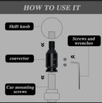Black Universal Shift Knob Adapter, Aluminum Alloy Knob Adapter, Non Threaded Shifter with Screw Wrench Rubber Accessory for Car Universal Gear Shifter 1 PC