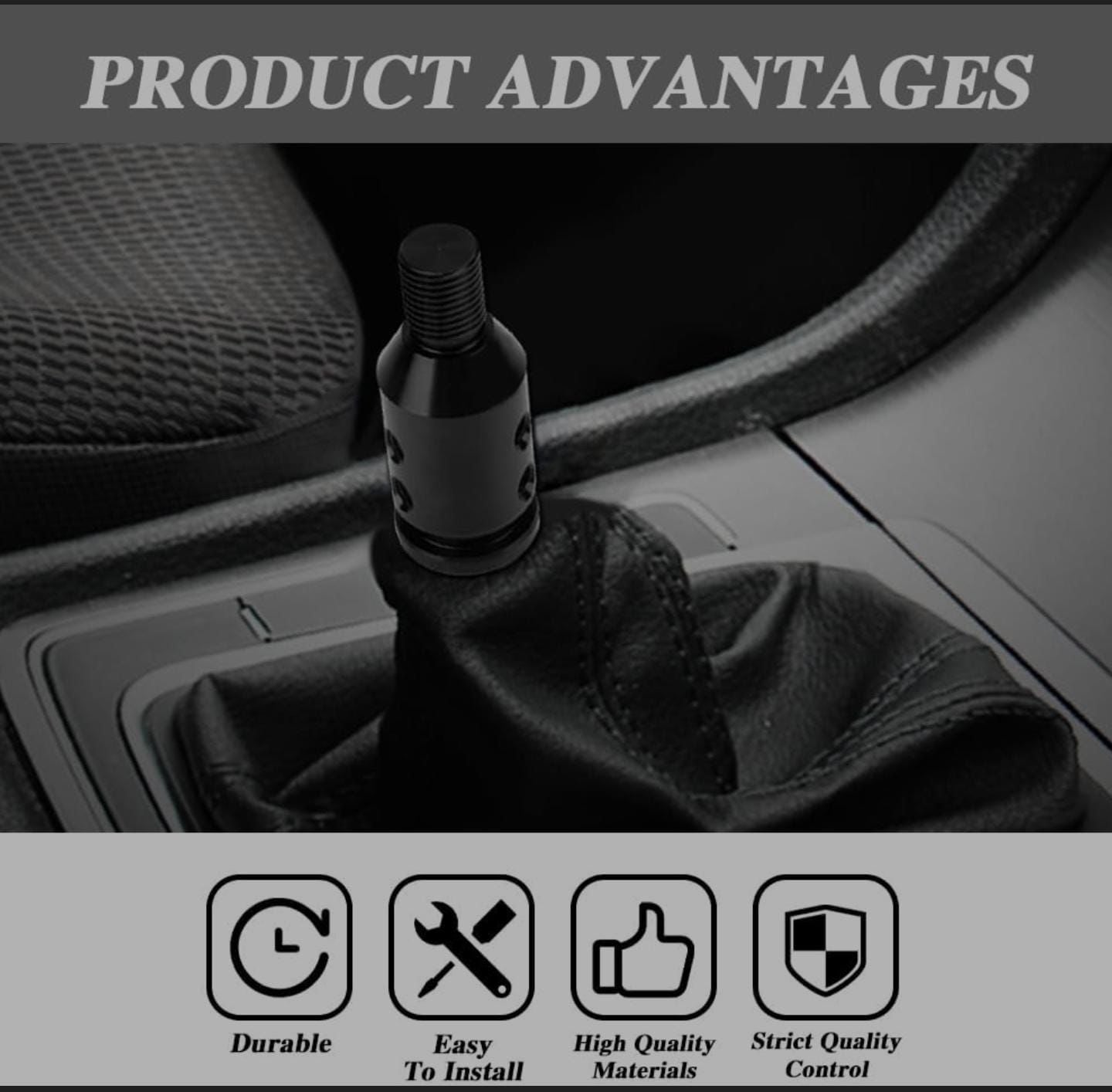 Black Universal Shift Knob Adapter, Aluminum Alloy Knob Adapter, Non Threaded Shifter with Screw Wrench Rubber Accessory for Car Universal Gear Shifter 1 PC