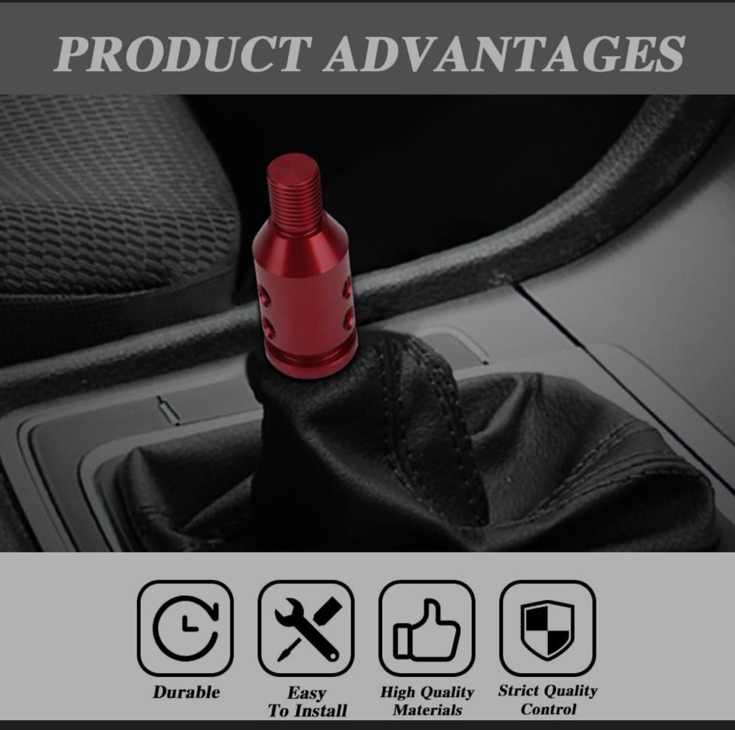Black Universal Shift Knob Adapter, Aluminum Alloy Knob Adapter, Non Threaded Shifter with Screw Wrench Rubber Accessory for Car Universal Gear Shifter 1 PC