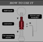 Black Universal Shift Knob Adapter, Aluminum Alloy Knob Adapter, Non Threaded Shifter with Screw Wrench Rubber Accessory for Car Universal Gear Shifter 1 PC
