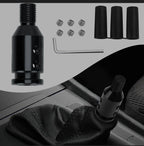 Black Universal Shift Knob Adapter, Aluminum Alloy Knob Adapter, Non Threaded Shifter with Screw Wrench Rubber Accessory for Car Universal Gear Shifter 1 PC