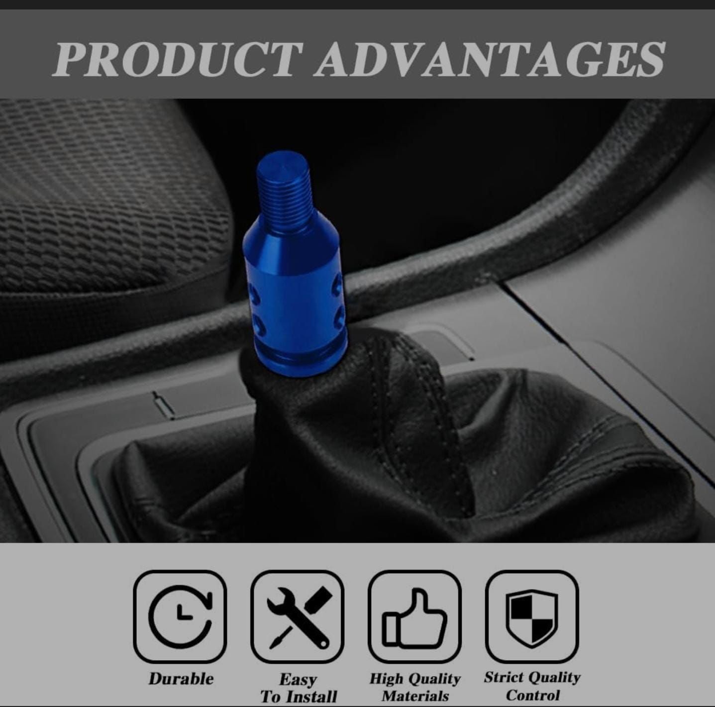 Black Universal Shift Knob Adapter, Aluminum Alloy Knob Adapter, Non Threaded Shifter with Screw Wrench Rubber Accessory for Car Universal Gear Shifter 1 PC