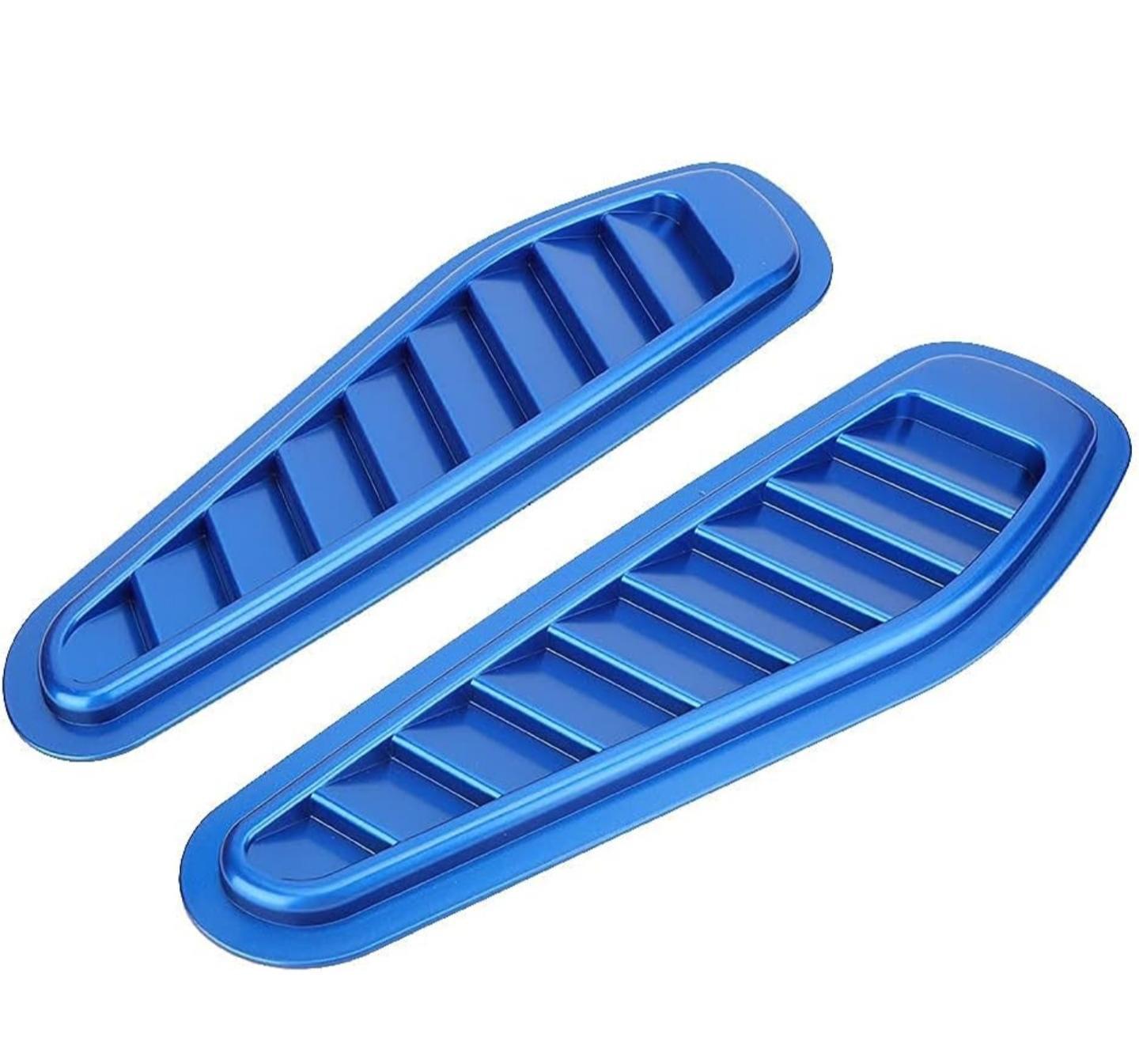 BLUE 2pc Car Air Flow Intake Decorative Scoop Bonnet Vent Hood Cover Hood Vent Cover, Hood Cover, Hood Intake Cover Universal Air Flow Vent Protection Cover Protective 2PC Scoops
