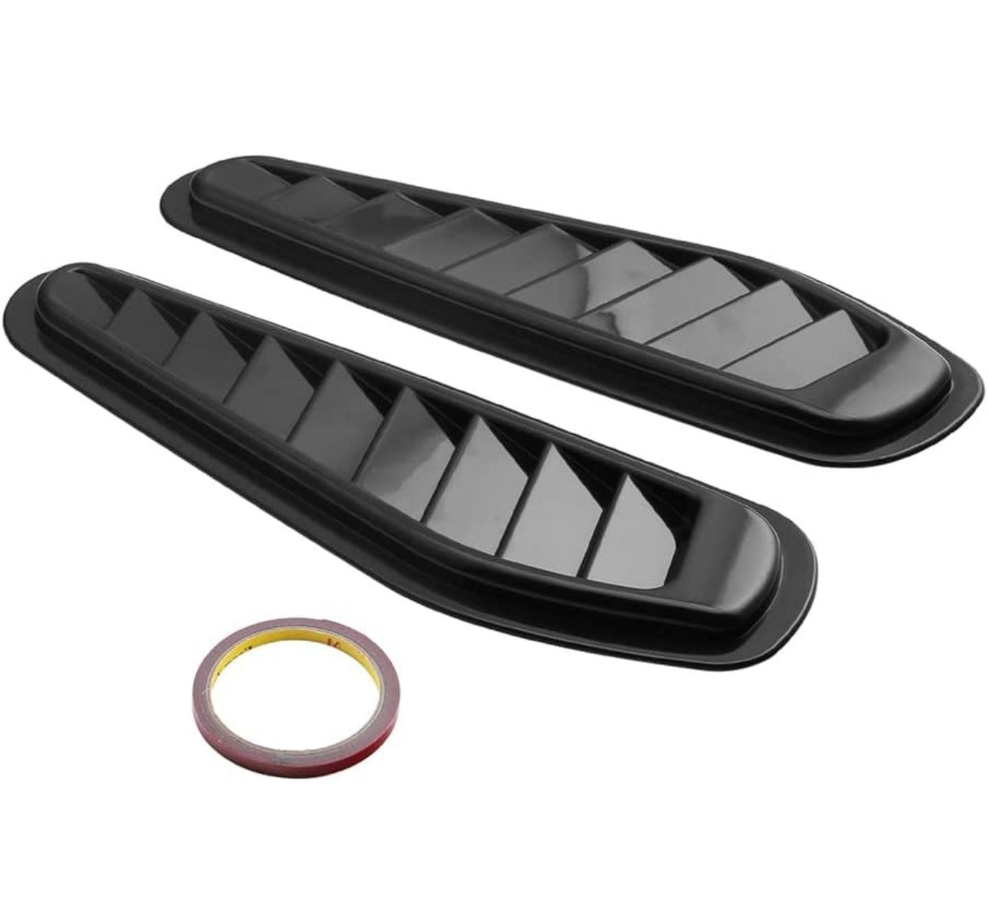 BLACK 2pc Car Air Flow Intake Decorative Scoop Bonnet Vent Hood Cover Hood Vent Cover, Hood Cover, Hood Intake Cover Universal Air Flow Vent Protection Cover Protective 2PC Scoops