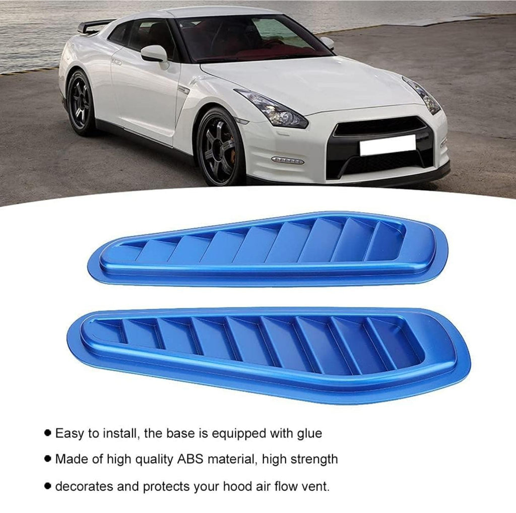 BLUE 2pc Car Air Flow Intake Decorative Scoop Bonnet Vent Hood Cover Hood Vent Cover, Hood Cover, Hood Intake Cover Universal Air Flow Vent Protection Cover Protective 2PC Scoops