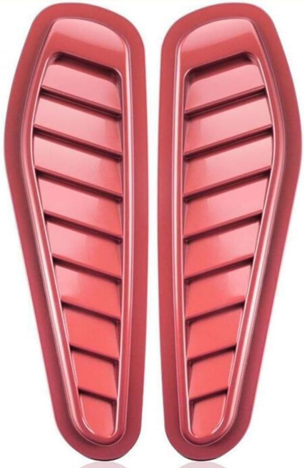 Car Air Flow Small Intake Decorative Scoop Bonnet Vent Hood Cover Hood Vent Cover, Hood Intake Cover Universal Air Flow Vent Protection Cover Bonnet Scoop (2PC RED SMALL BONNET SCOOP)