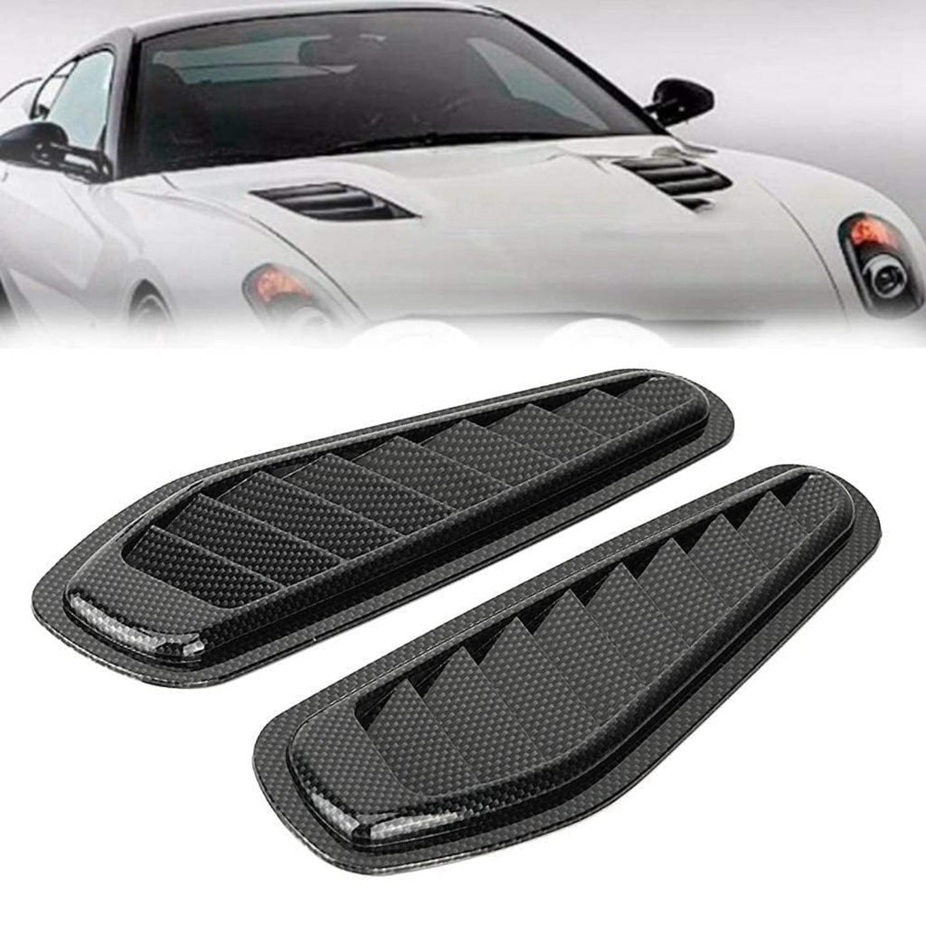 BLACK 2pc Car Air Flow Intake Decorative Scoop Bonnet Vent Hood Cover Hood Vent Cover, Hood Cover, Hood Intake Cover Universal Air Flow Vent Protection Cover Protective 2PC Scoops