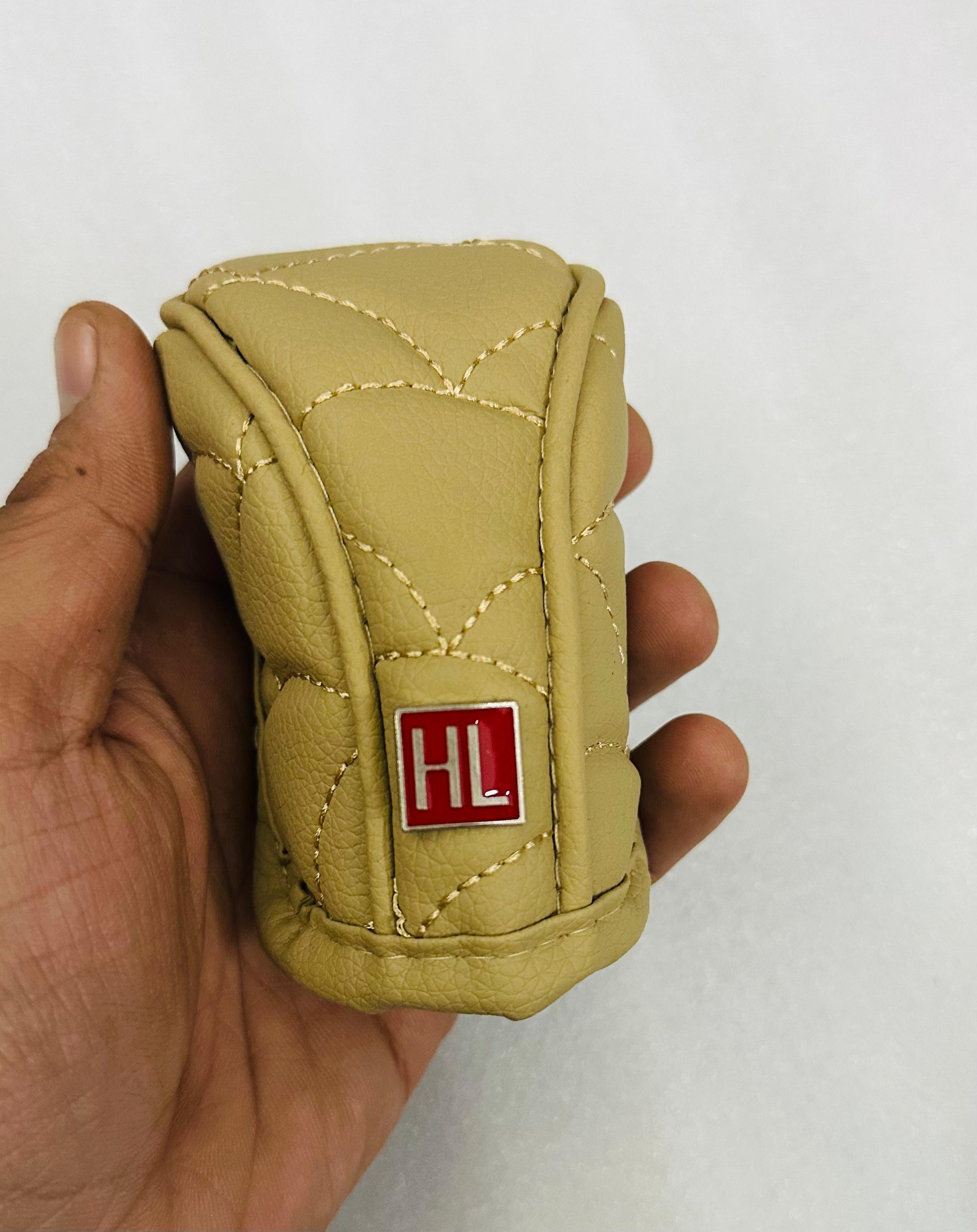 Brown Gear Shift Knob Cover Car Anti-Slip Zipper Closure Gear Stick Shift Knob Cover Protector Universal Fit