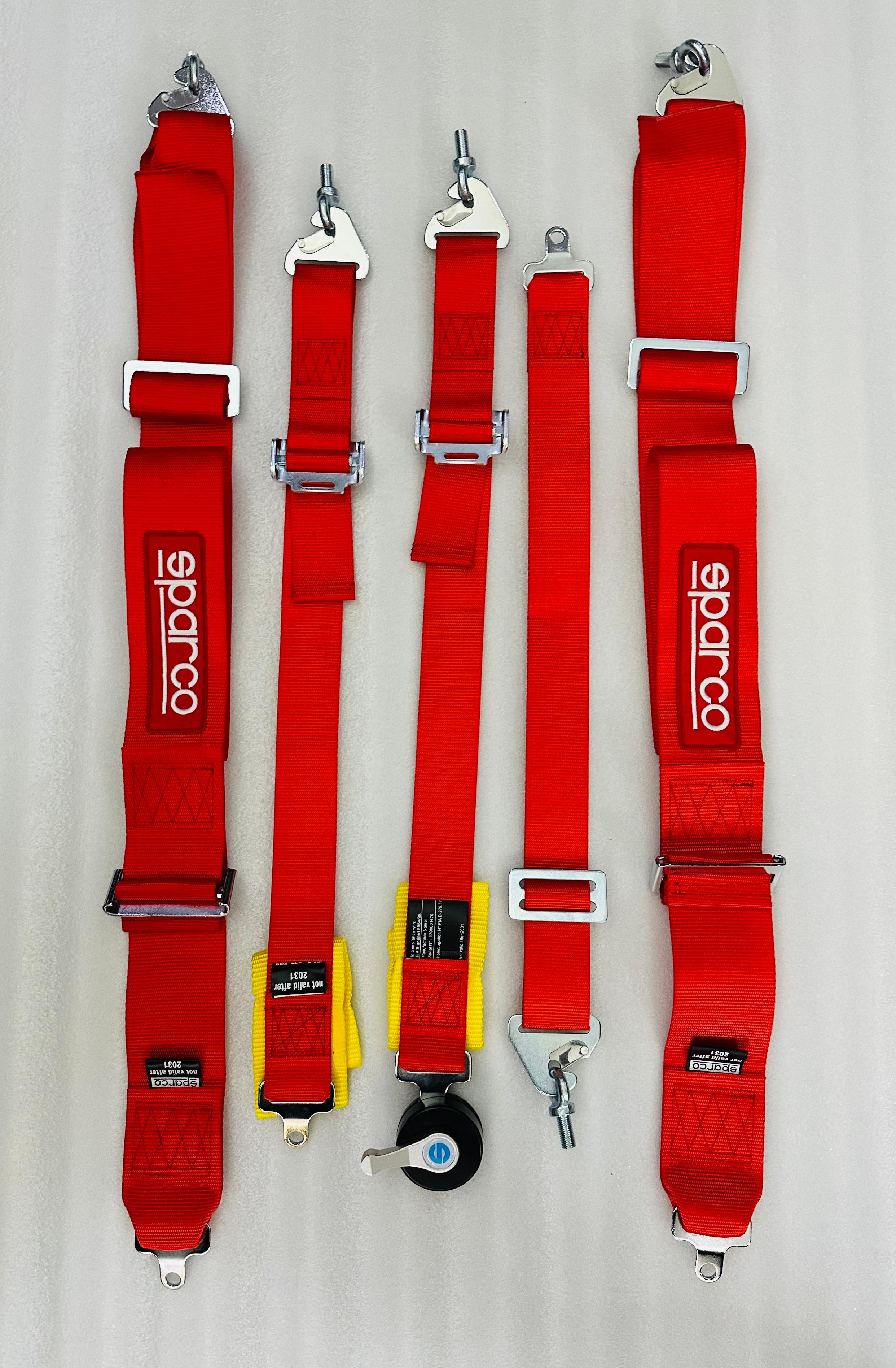 RED SPARCO 5 Point (Webbing Pad) JDM DRIFTING SPORTY Car Seat Belt Harness Quick