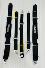 BLACK SPARCO 5 Point (Webbing Pad) JDM DRIFTING SPORTY Car Seat Belt Harness Quick 5 point Seat belt