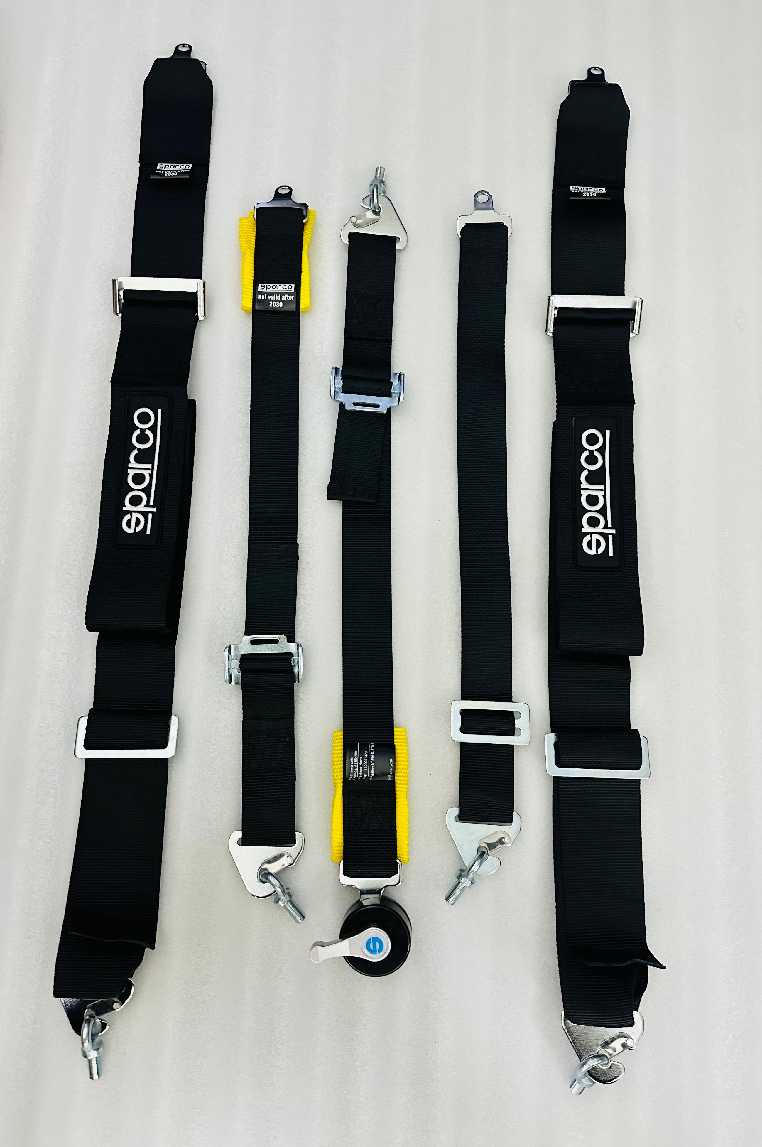 BLACK SPARCO 5 Point (Webbing Pad) JDM DRIFTING SPORTY Car Seat Belt Harness Quick 5 point Seat belt