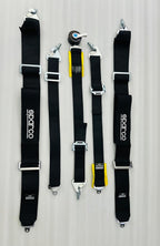 BLACK SPARCO 5 Point (Webbing Pad) JDM DRIFTING SPORTY Car Seat Belt Harness Quick 5 point Seat belt