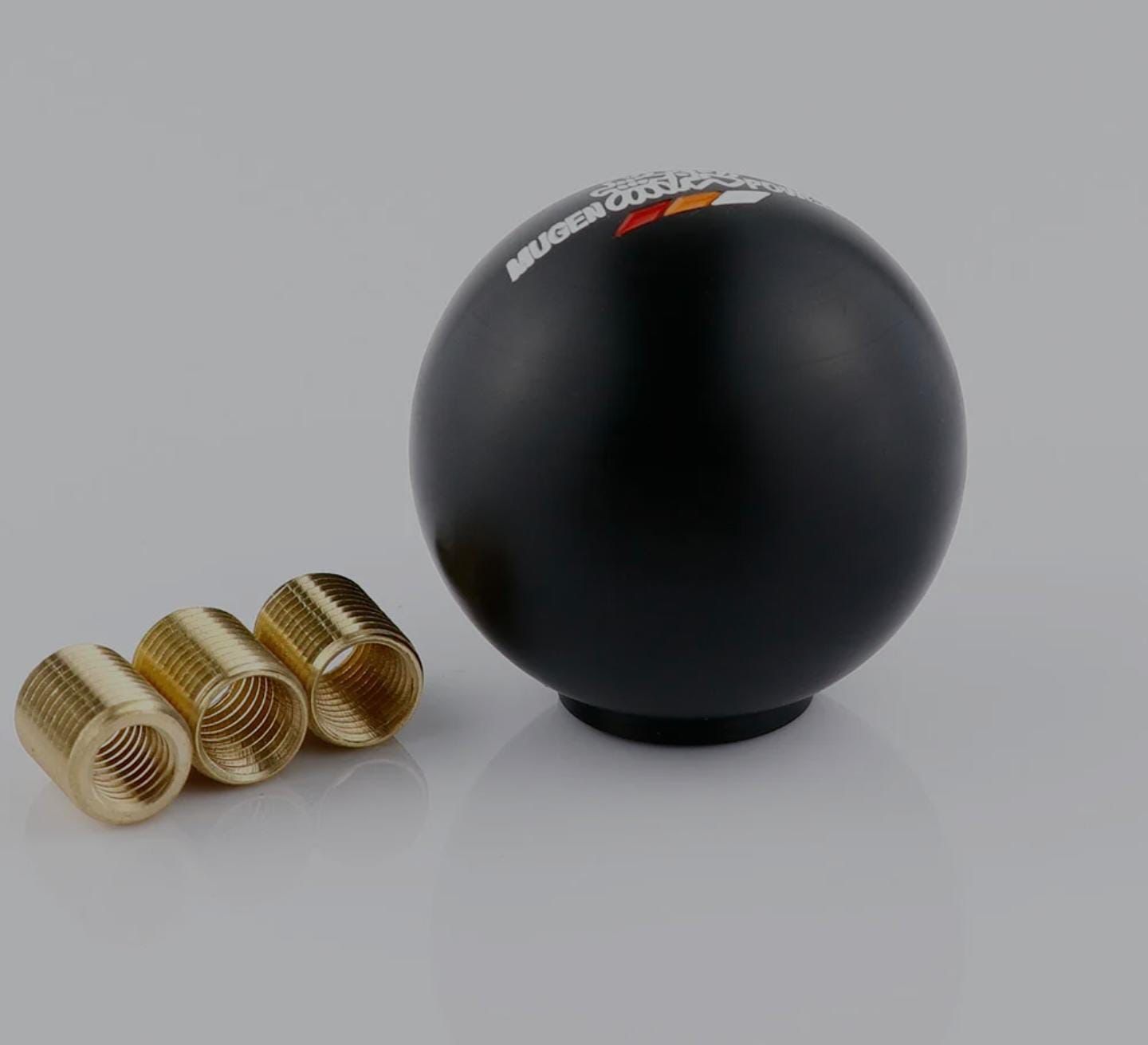 Black Mugen Power Round Ball Gear Knob Racing Shift Knob JDM Gear Shifter Knob Universal Shifter for Most Manual Car with 3 Adapters Mugen Racing knob 1 PC