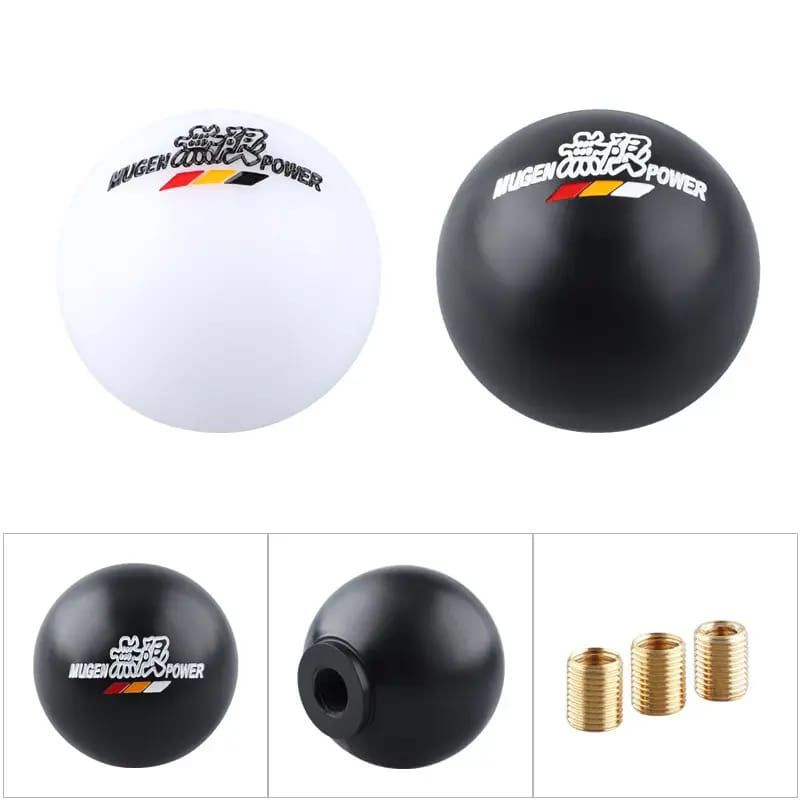 Mugen Power Round Ball Gear Knob Racing Shift Knob JDM Gear Shifter Knob Universal Shifter for Most Manual Car with 3 Adapters Mugen Racing knobb Auto Accessories