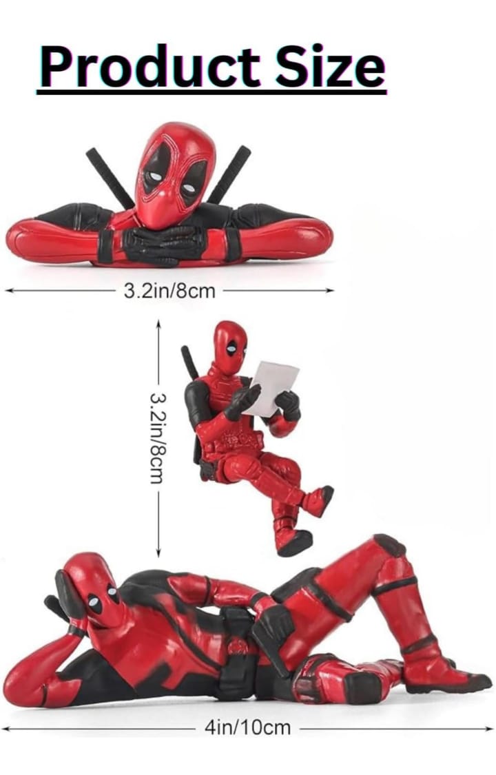 3PC Deadpool Action Figure PVC Model Universal Decorative for Car Dashboard, Office Desk, Home Decor, Unique Action Marvel Figure