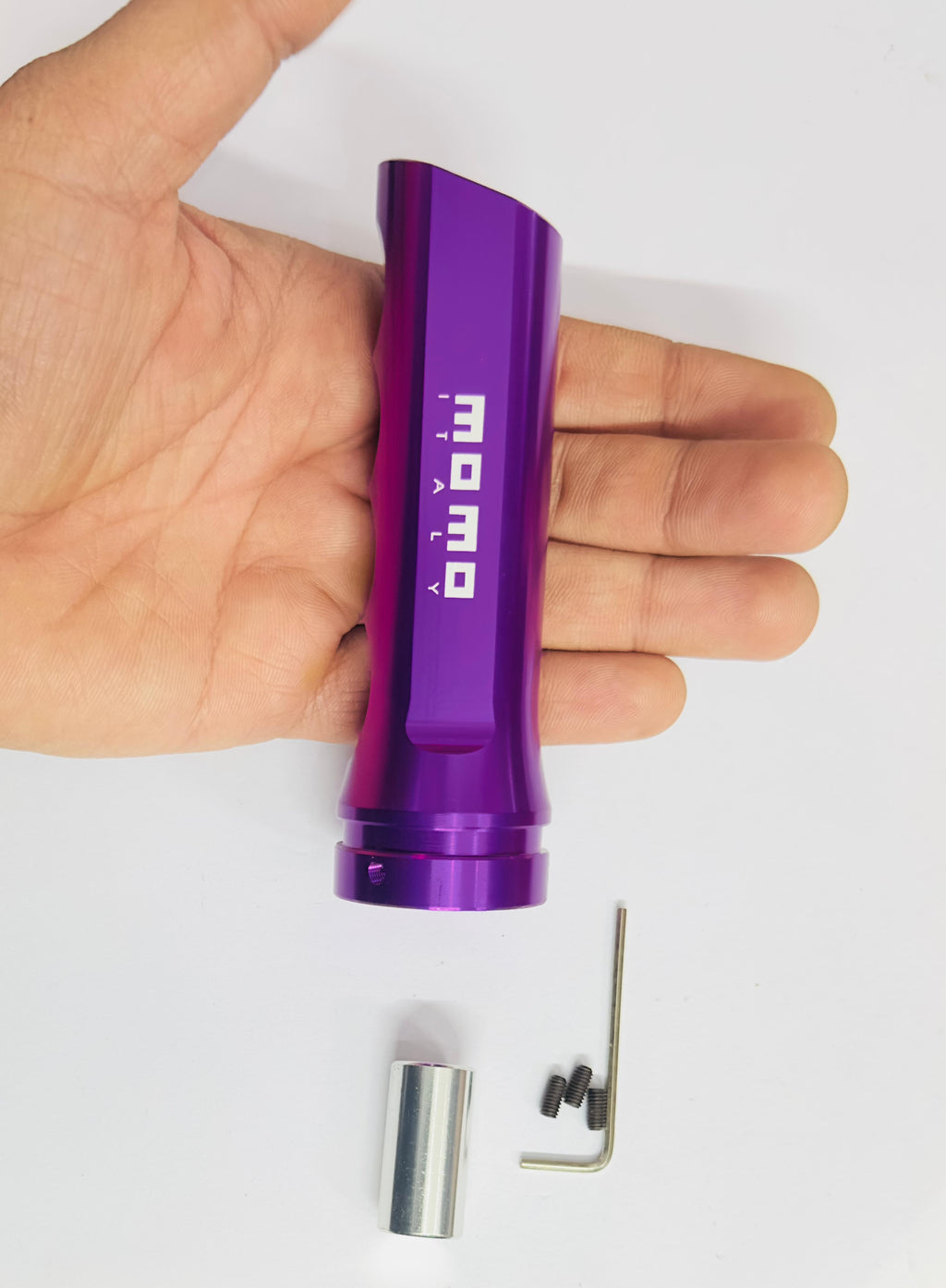 PURPLE MOMO CNC CAR HAND BRAKE COVER, Universal Aluminum Handle Protector for Brake Lever, Wave Shaped Decorative Hand Brake Sleeve Car Accessories