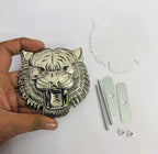 Silver Big Lion Grill Metal Logo 10cmx10cm Car Bike Metal Badge Car Emblem 3D Badge Auto Racing Sport Sticker Decal Universal Logo