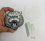 Chrome Big Lion Grill Metal Logo 10cmx10cm Car Bike Metal Badge Car Emblem 3D Badge Auto Racing Sport Sticker Decal-1 Piece