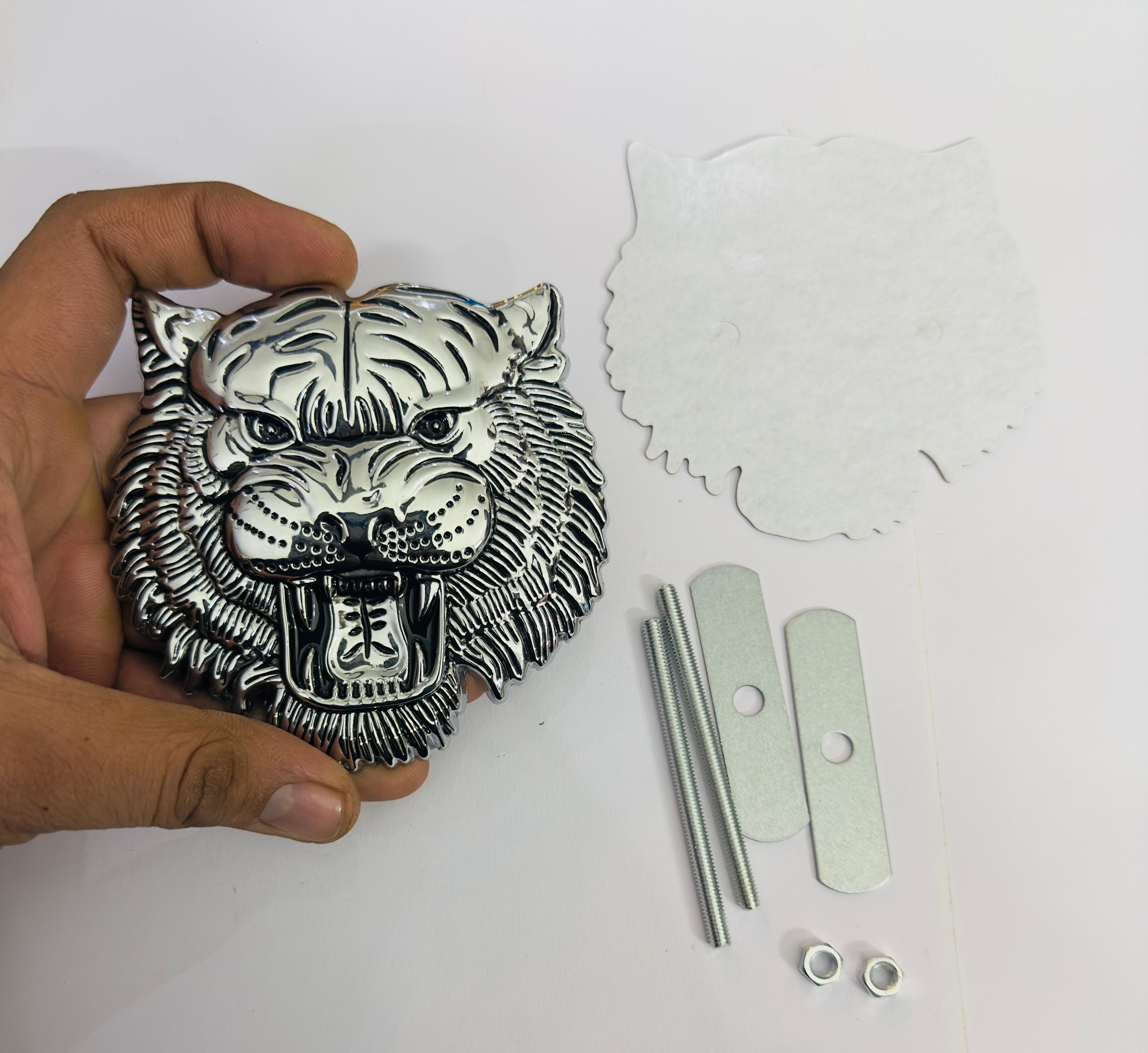 Big Lion Grill Metal Logo 10cmx10cm Car Bike Metal Badge Car Emblem 3D Badge Auto Racing Sport Sticker Decal-1 Piece
