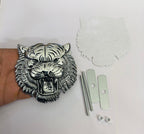 Chrome Big Lion Grill Metal Logo 10cmx10cm Car Bike Metal Badge Car Emblem 3D Badge Auto Racing Sport Sticker Decal-1 Piece