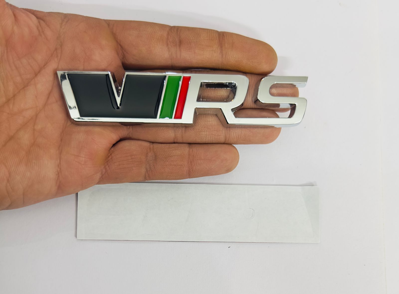 VRS 3D Metal Logo (12cmx2.5cm) Car Bike Laptop VRS Sticker Car Emblem 3D Badge Attractive Sticker Auto Racing Sport Logo Grand Tourer Decal.