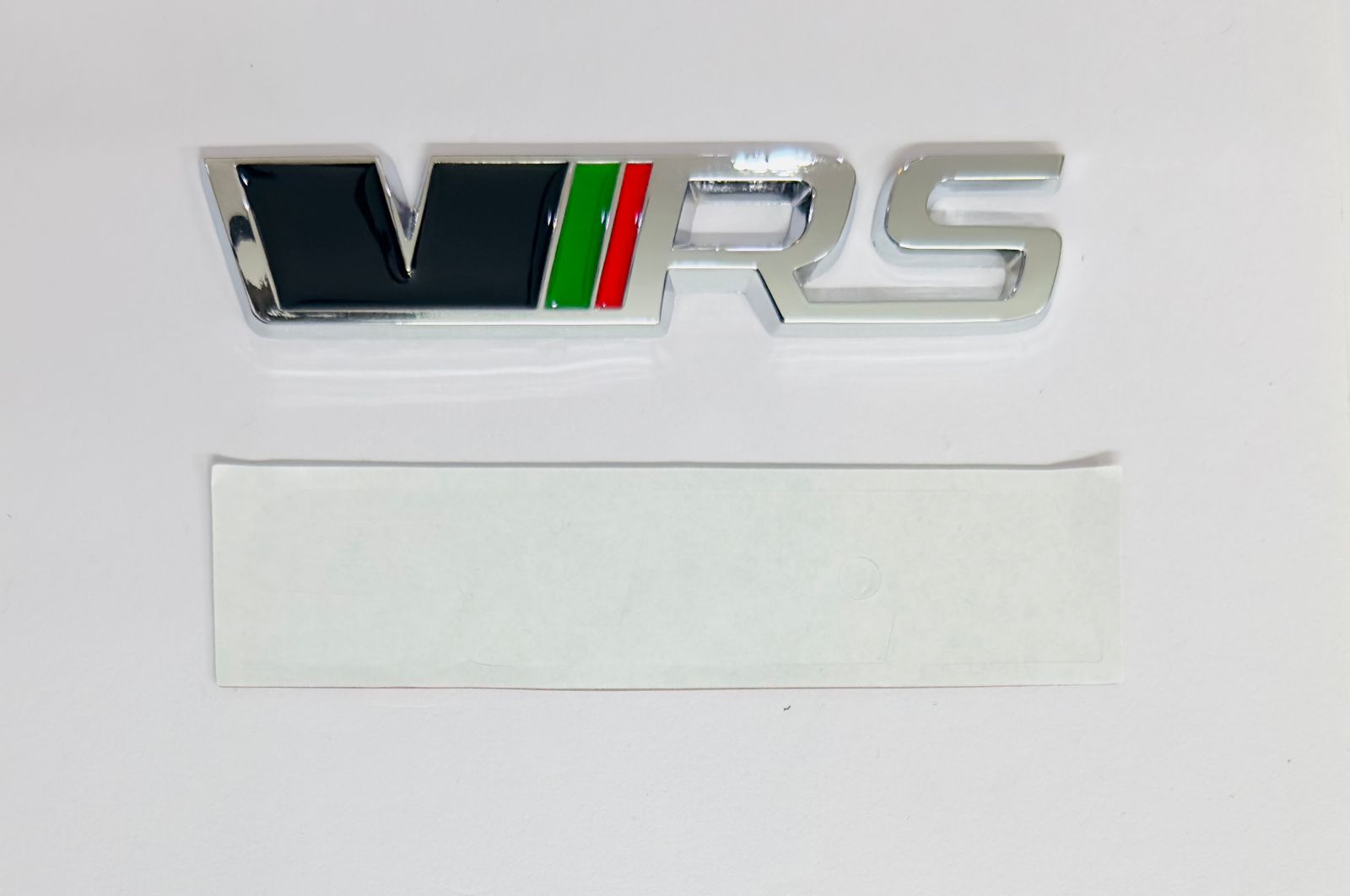 Black-Chorme VRS Metal 3D Sticker (12cmx2.5cm) for Car Bike Laptop Emblem, VRS Sticker 3D Badge Auto Racing Sport Logo Grand Tourer Decal Auto Accessories.