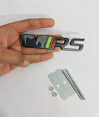 Full-Black VRS 3D Metal Logo (12cmx2.5cm) Car Bike Laptop VRS Sticker Car Emblem 3D Badge Attractive Sticker Auto Racing Sport Logo Grand Tourer Decal.