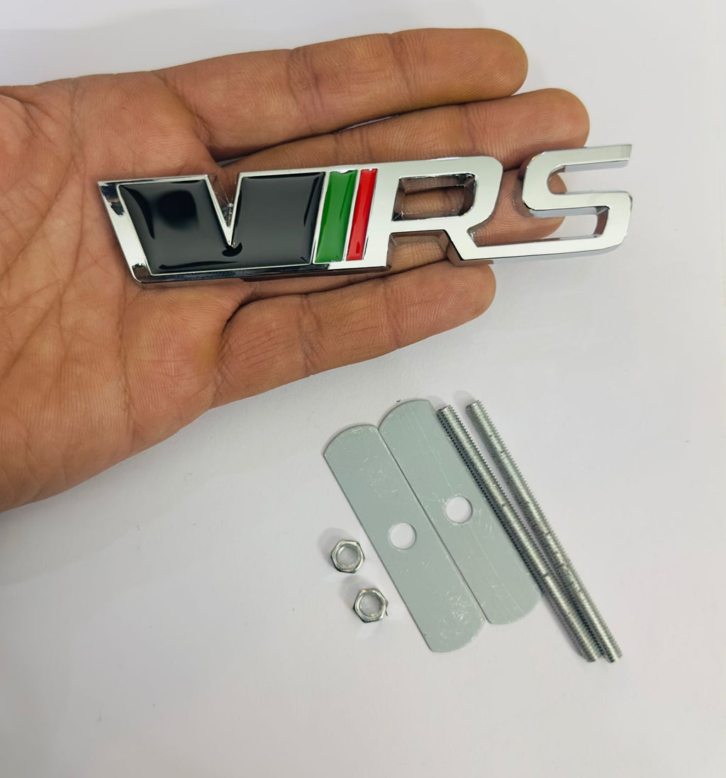Black-Chrome VRS 3D Grill Sticker (12cmx2.5cm) for Car Bike Laptop Decor Emblem, VRS Grill Sticker 3D-Badge Auto Racing Sport Logo Grand Tourer Decal