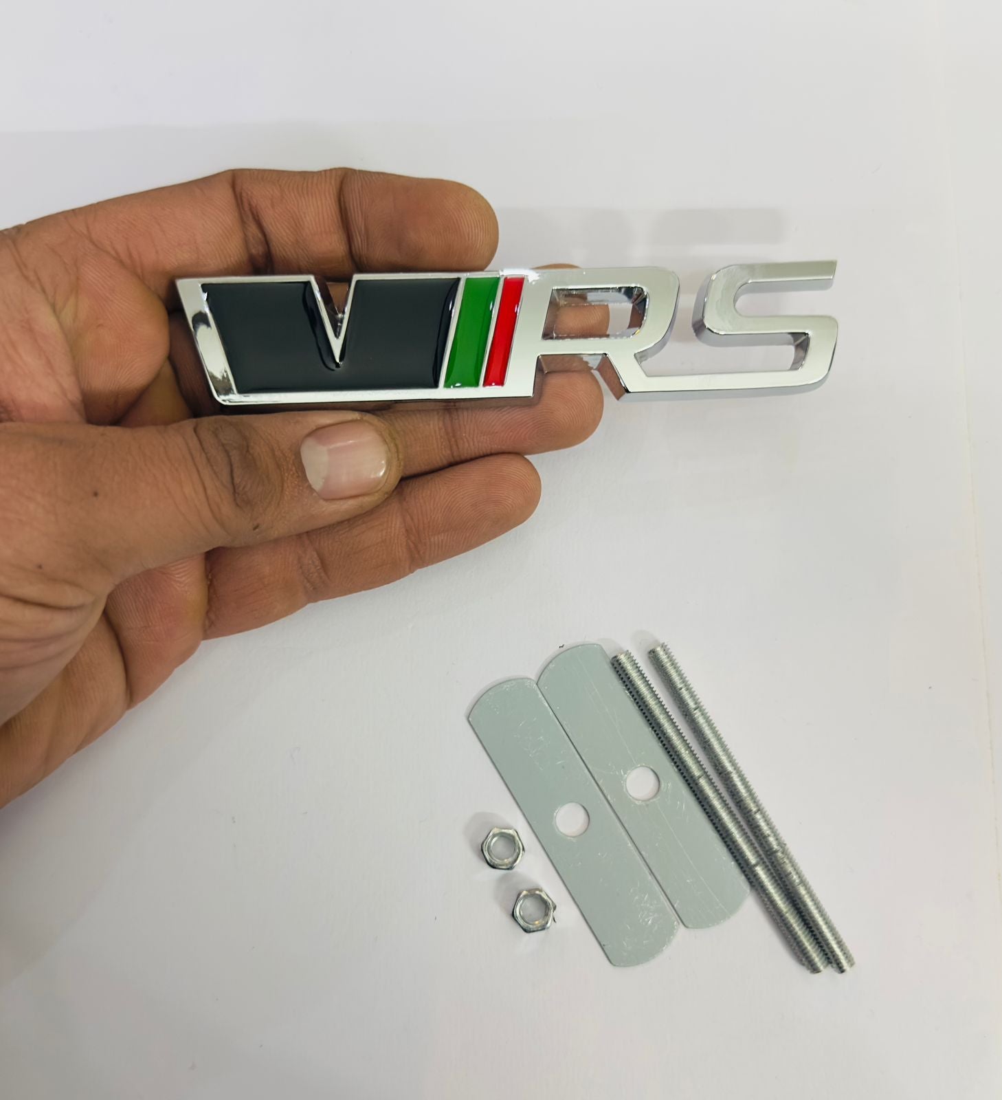 VRS 3D Metal Logo (12cmx2.5cm) Car Bike Laptop VRS Sticker Car Emblem 3D Badge Attractive Sticker Auto Racing Sport Logo Grand Tourer Decal.