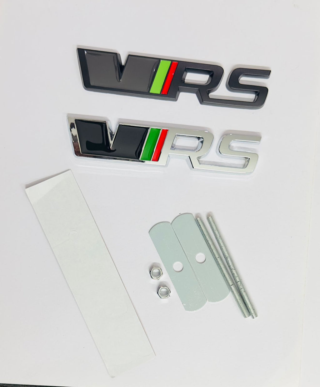 Black-Chrome VRS 3D Grill Sticker (12cmx2.5cm) for Car Bike Laptop Decor Emblem, VRS Grill Sticker 3D-Badge Auto Racing Sport Logo Grand Tourer Decal