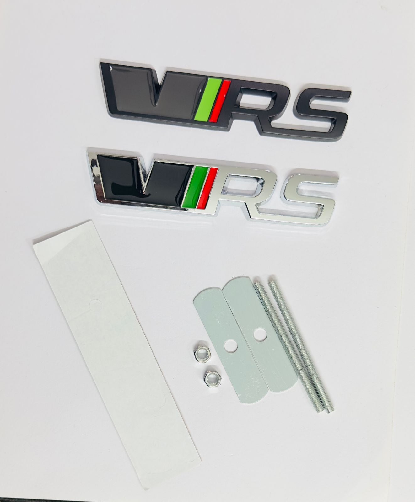 Black-Chrome VRS 3D Grill Sticker (12cmx2.5cm) for Car Bike Laptop Decor Emblem, VRS Grill Sticker 3D-Badge Auto Racing Sport Logo Grand Tourer Decal